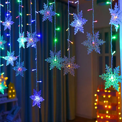 3.2m natal floco de neve cortina luzes da corda interior luz de natal casamento festa em casa ano novo led lâmpadas de natal beiral decoração