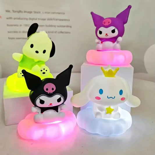 Luz noturna Sanrio; desenho animado com padrão de nuvem esmaltada; cachorro cooloru; cachorro osage; candeeiro de mesa pequeno; decoração de iluminação; festa