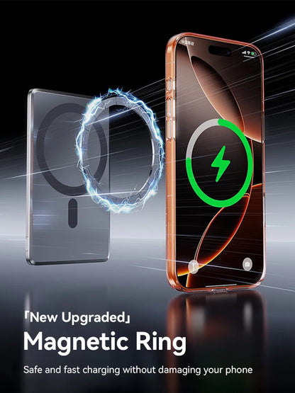 Joyroom capa magnética para iphone 17 16 pro max capa anti amarela transparente para iphone 17 pro carregador sem fio capa fina