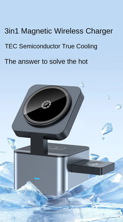 Wireless Charger 15W Multifunctional Automatic Magnetic 3-in-1 Mobile Phone Watch Vertical Wireless Fast Charger