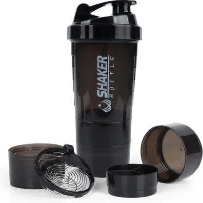 Protein Shaker Bottle Leak Proof Bottle for Protein Mixes 3 Layer Twist Off Shaker Cup Sports Shaker Bottle for Protein Powder