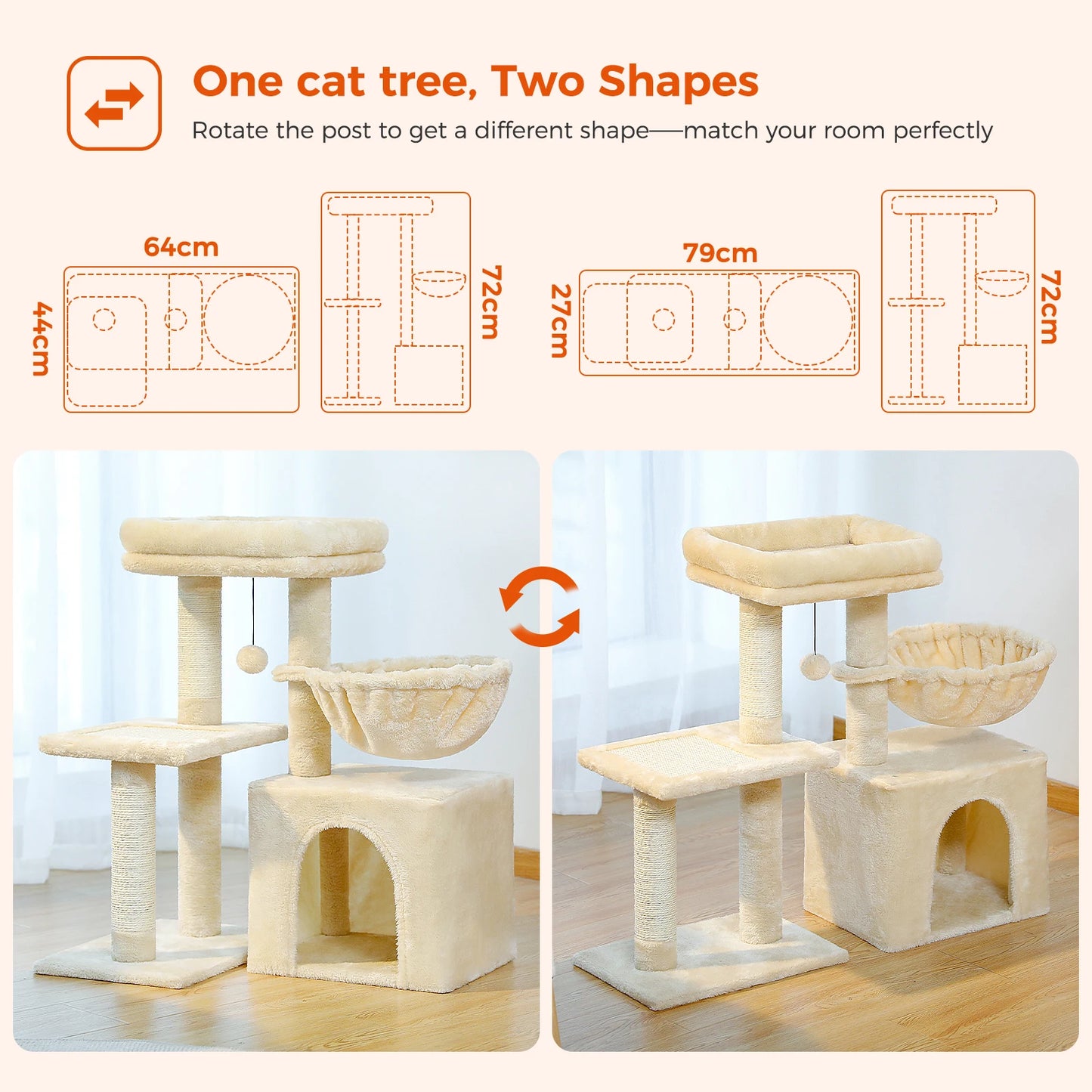 Árvore para gatos torre para gatos internos 2 estilos árvore de atividades para gatos com postes para arranhar gatos rede grande e poleiro superior removível cinza