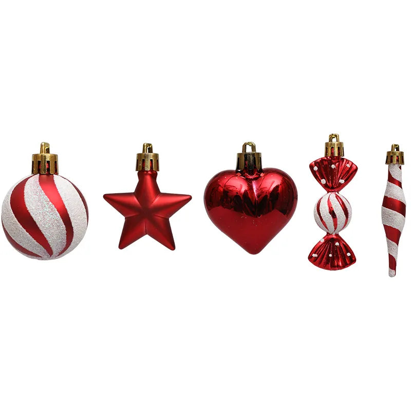 Christmas Balls Ornaments Xmas Tree Hanging Pendant Heart Candy Star ShapedHome Decoration 2024 Navidad New Year Gifts 2025