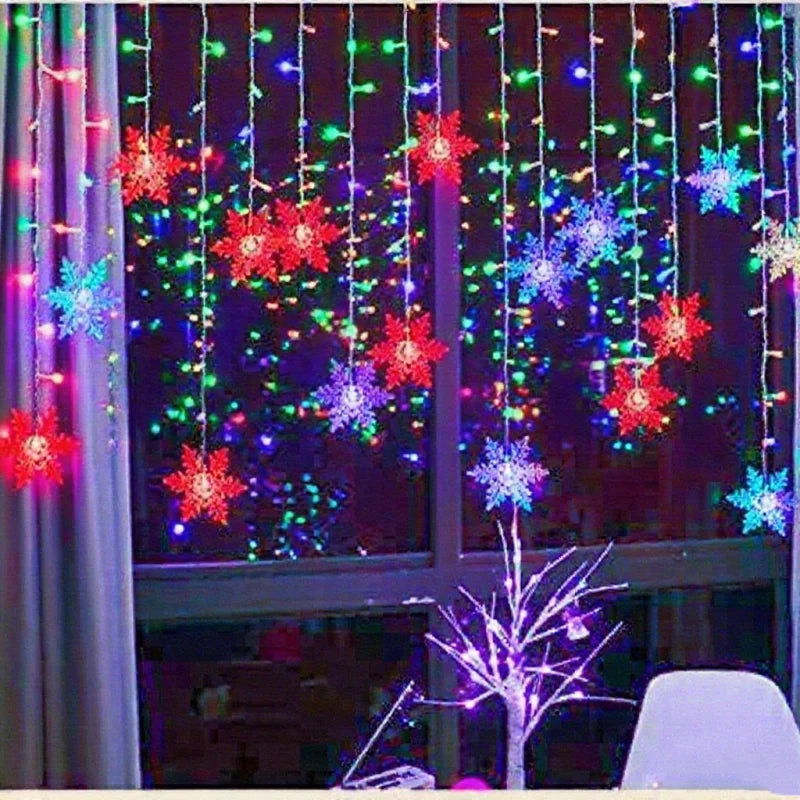 3.2m natal floco de neve cortina luzes da corda interior luz de natal casamento festa em casa ano novo led lâmpadas de natal beiral decoração