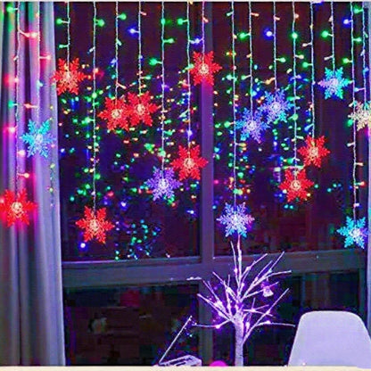 3.2m natal floco de neve cortina luzes da corda interior luz de natal casamento festa em casa ano novo led lâmpadas de natal beiral decoração