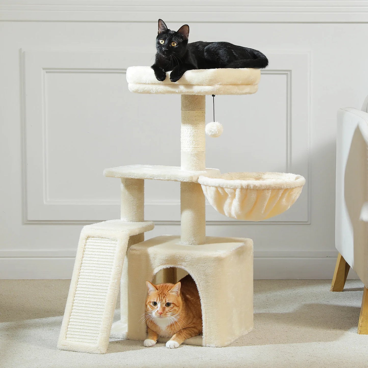 Árvore para gatos torre para gatos internos 2 estilos árvore de atividades para gatos com postes para arranhar gatos rede grande e poleiro superior removível cinza