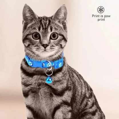 1/6/18pcs Pet Collar With Bell, Cartoon Footprints, Colorful Dog And Cat Collar, Adjustable Bell Ring Necklace, Pet Accessories