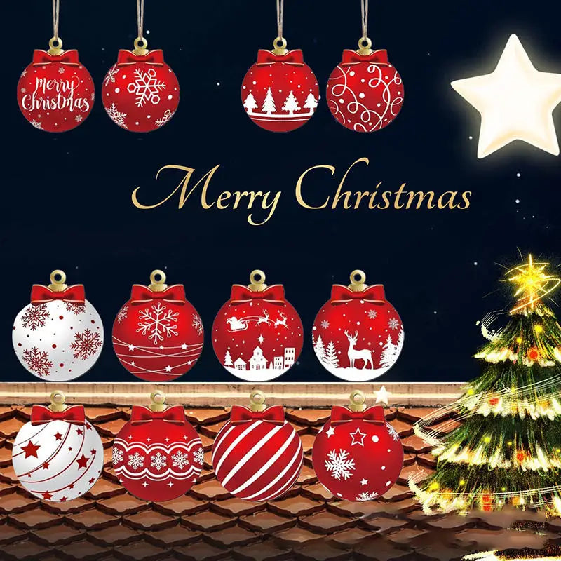 2025 Wooden Christmas Ornaments Hanging Decorations Xmas Ball Pendant DIY Christmas Tree Craft Decor for Home New Year Gifts