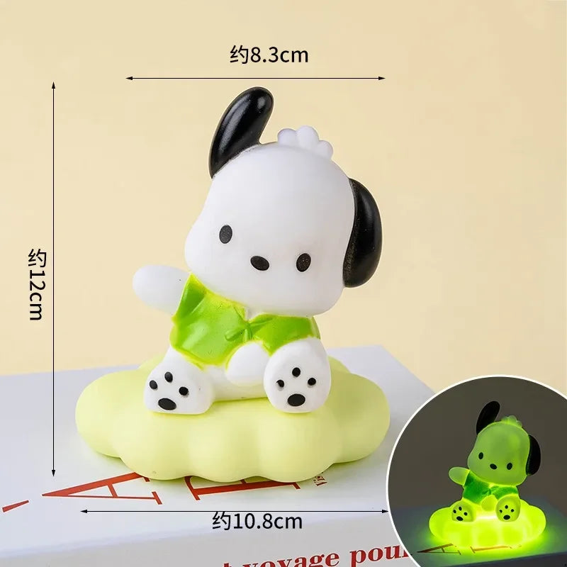 Luz noturna Sanrio; desenho animado com padrão de nuvem esmaltada; cachorro cooloru; cachorro osage; candeeiro de mesa pequeno; decoração de iluminação; festa