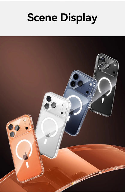 Joyroom capa magnética para iphone 17 16 pro max capa anti amarela transparente para iphone 17 pro carregador sem fio capa fina