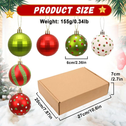 Christmas Ornaments 12Pcs Red Green Christmas Decoration Christmas Balls Xmas Tree Decor Festive Ornaments Holiday Decor