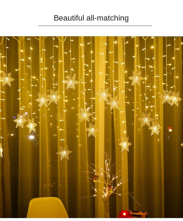 3.2m flocos de neve de natal led luzes da corda piscando luzes da cortina de fadas à prova dwaterproof água para festa de férias casamento decoração de natal