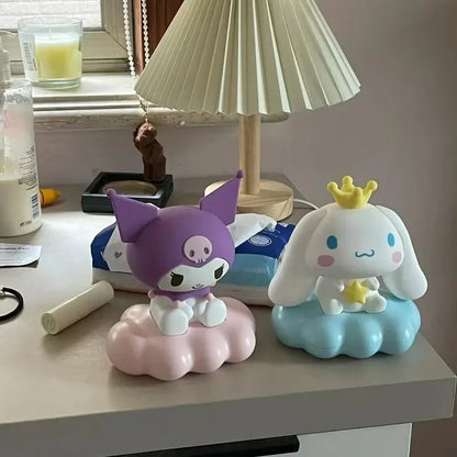 Luz noturna Sanrio; desenho animado com padrão de nuvem esmaltada; cachorro cooloru; cachorro osage; candeeiro de mesa pequeno; decoração de iluminação; festa