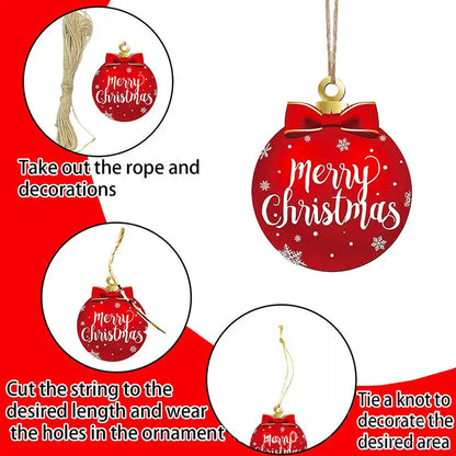 2025 Wooden Christmas Ornaments Hanging Decorations Xmas Ball Pendant DIY Christmas Tree Craft Decor for Home New Year Gifts