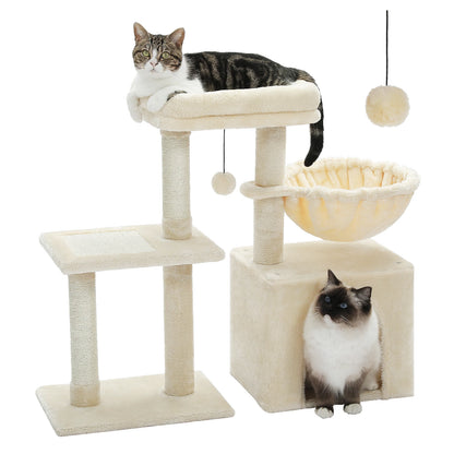 Árvore para gatos torre para gatos internos 2 estilos árvore de atividades para gatos com postes para arranhar gatos rede grande e poleiro superior removível cinza