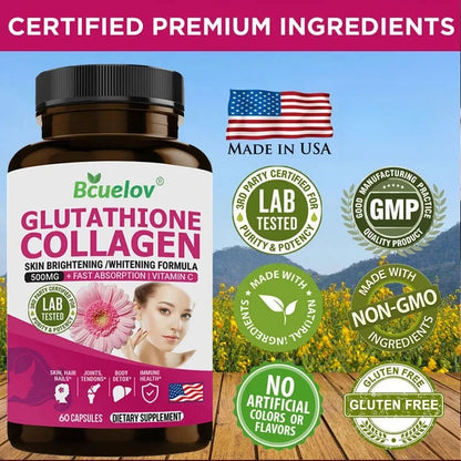 Glutathione Collagen Supplement - Supports Healthy Skin, Hair, Nails, Bones, Antioxidant