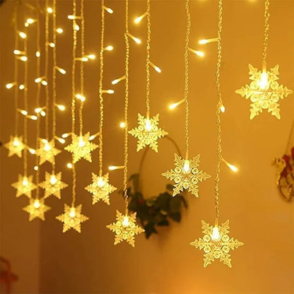 3.2m flocos de neve de natal led luzes da corda piscando luzes da cortina de fadas à prova dwaterproof água para festa de férias casamento decoração de natal
