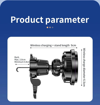 Ice Cooling magnético carregador de carro sem fio, estação de carregamento rápido, suporte do telefone magnético, suporte para iPhone 15, 14, 13, 12 Pro Max, 15W