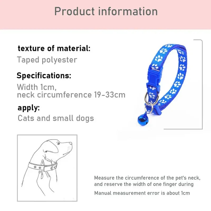 1/6/18pcs Pet Collar With Bell, Cartoon Footprints, Colorful Dog And Cat Collar, Adjustable Bell Ring Necklace, Pet Accessories