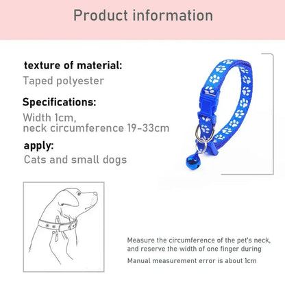 1/6/18pcs Pet Collar With Bell, Cartoon Footprints, Colorful Dog And Cat Collar, Adjustable Bell Ring Necklace, Pet Accessories