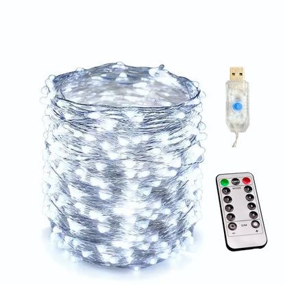 Usb led string luz 5m/10m/20m/30m 8 modo luzes de controle remoto guirlandas de fadas casamento natal decoração do feriado lâmpadas ano novo