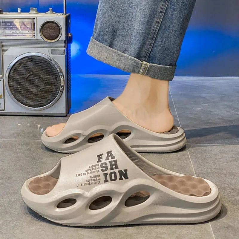 Men Fashion Massage Slippers Indoor/Outdoor Sandals Beach Flip Flop Thick Sole Male Slides Summer  Slippers