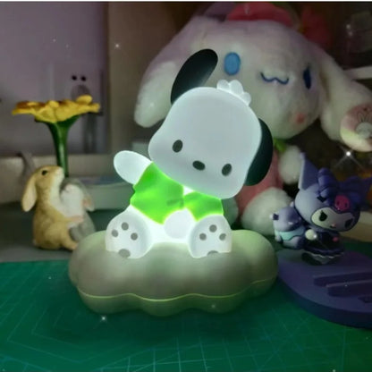 Luz noturna Sanrio; desenho animado com padrão de nuvem esmaltada; cachorro cooloru; cachorro osage; candeeiro de mesa pequeno; decoração de iluminação; festa
