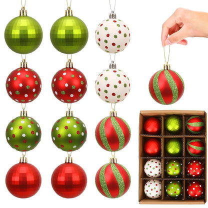 Christmas Ornaments 12Pcs Red Green Christmas Decoration Christmas Balls Xmas Tree Decor Festive Ornaments Holiday Decor