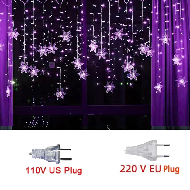 3.2m flocos de neve de natal led luzes da corda piscando luzes da cortina de fadas à prova dwaterproof água para festa de férias casamento decoração de natal