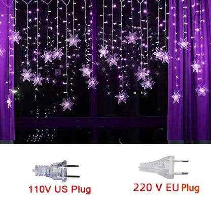 3.2m flocos de neve de natal led luzes da corda piscando luzes da cortina de fadas à prova dwaterproof água para festa de férias casamento decoração de natal
