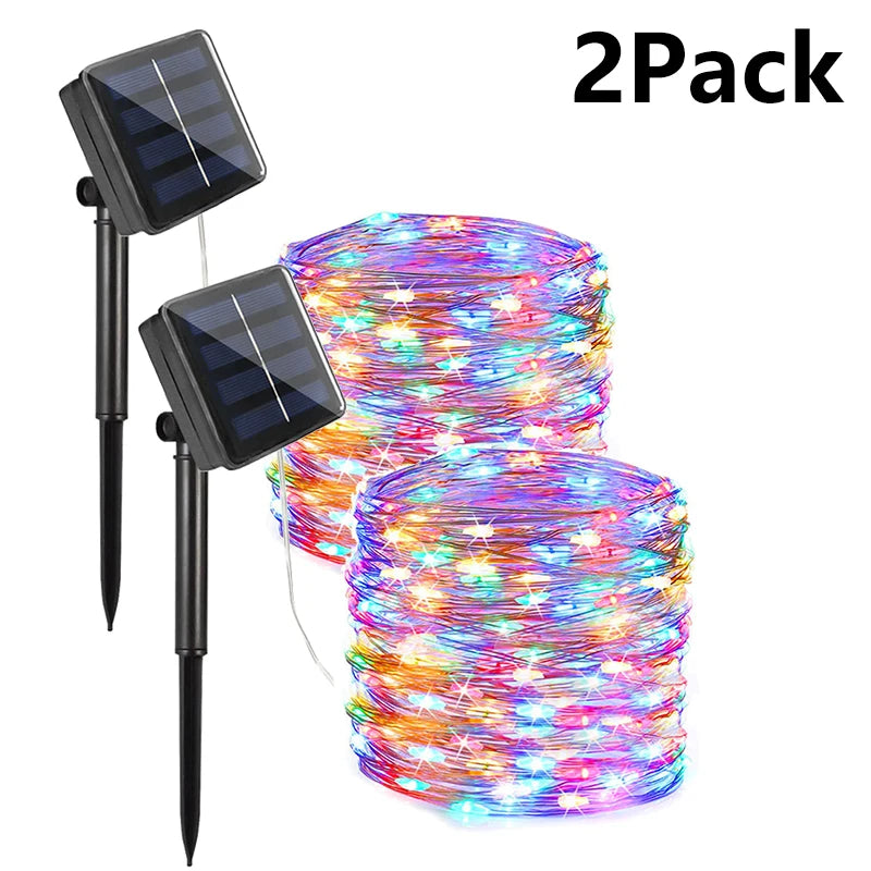 7m/12m/22/32m solar led luz de fadas ao ar livre festão led à prova dwaterproof água guirlanda luzes da corda festa natal jardim lâmpada solar decoração