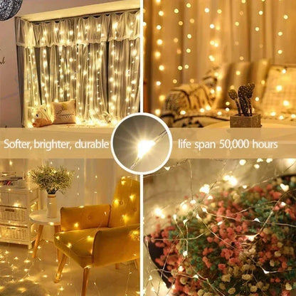 3/4/6m cortina 100/600ledstring luzes guirlanda usb festão controle remoto guirlanda de fadas luzes decoração natal quarto casa