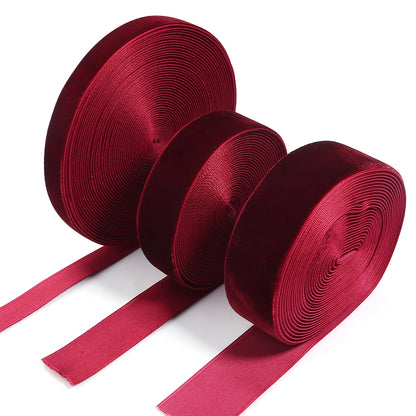 5-10 jardas/rolo fitas de veludo preto vinho cor vermelha única face reunindo webbing para diy artesanato de natal embrulho decoração