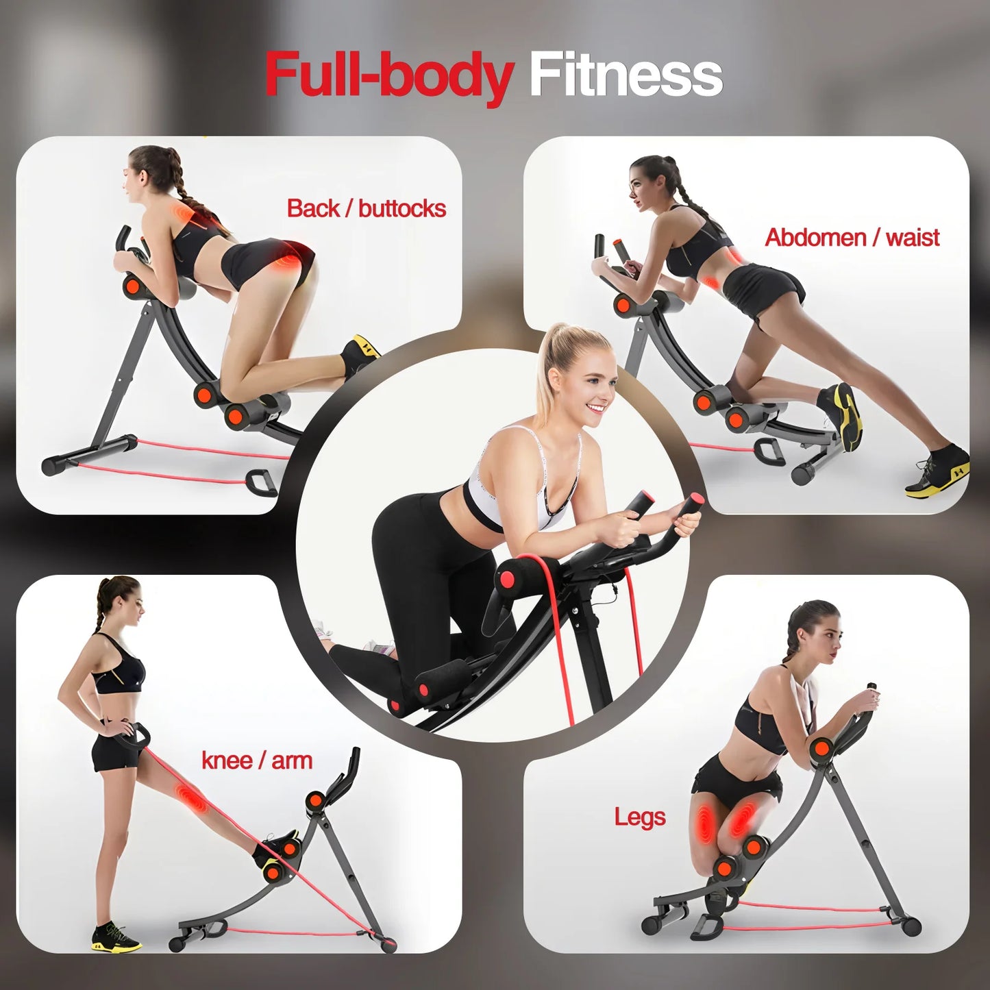 GIKPAL Dobrável Ab Máquina Equipamento de Treino Ab para Ginástica em Casa, Núcleo e Treinador Abdominal Equipamento de Fitness Max 440lbs Display LCD