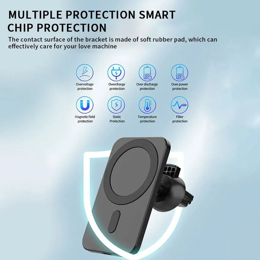 Mini magnético sem fio carregador de carro suporte do telefone montagem do carro para iphone 17 16 15 14 13 12 pro max estação carregamento rápido do carro