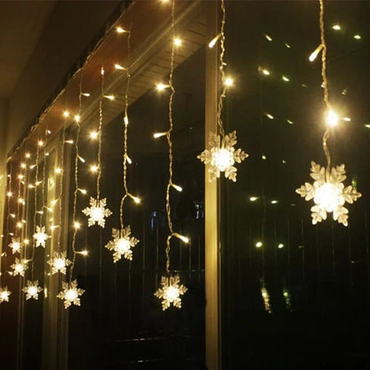 3.2m natal floco de neve cortina luzes da corda interior luz de natal casamento festa em casa ano novo led lâmpadas de natal beiral decoração