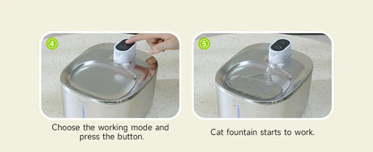Wireless Cat Water Fountain Stainless Steel 135floz/4L Battery Operated Automatic Cordless Cat Water Dispenser Pet Fountain