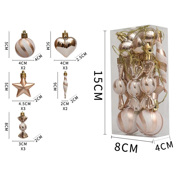 Christmas Balls Ornaments Xmas Tree Hanging Pendant Heart Candy Star ShapedHome Decoration 2024 Navidad New Year Gifts 2025