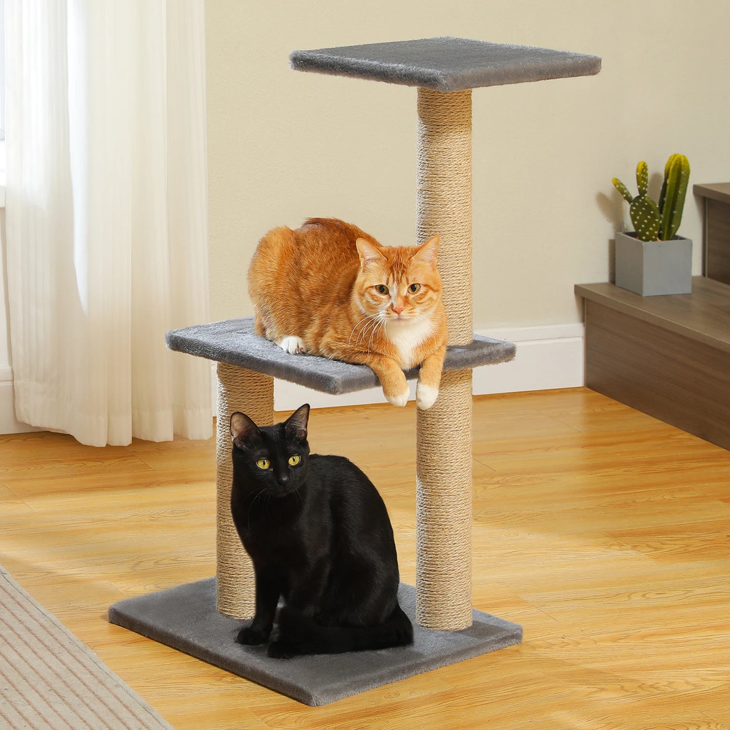 Árvore para gatos torre para gatos internos 2 estilos árvore de atividades para gatos com postes para arranhar gatos rede grande e poleiro superior removível cinza