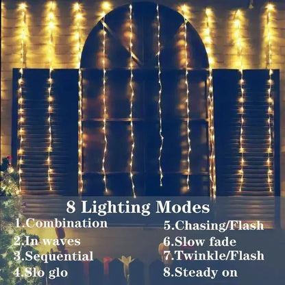 Outdoor Solar Curtain String Lights Garden Home Christmas Decoration 2025 Summer Wedding Party Decor Festoon Fairy Garland Lamp