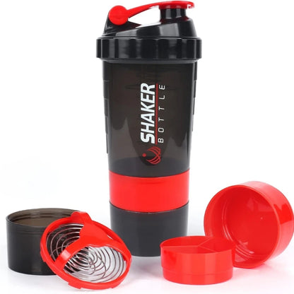 Protein Shaker Bottle Leak Proof Bottle for Protein Mixes 3 Layer Twist Off Shaker Cup Sports Shaker Bottle for Protein Powder
