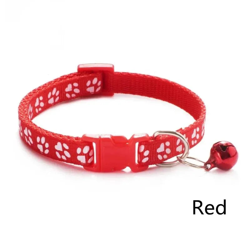 1/6/18pcs Pet Collar With Bell, Cartoon Footprints, Colorful Dog And Cat Collar, Adjustable Bell Ring Necklace, Pet Accessories
