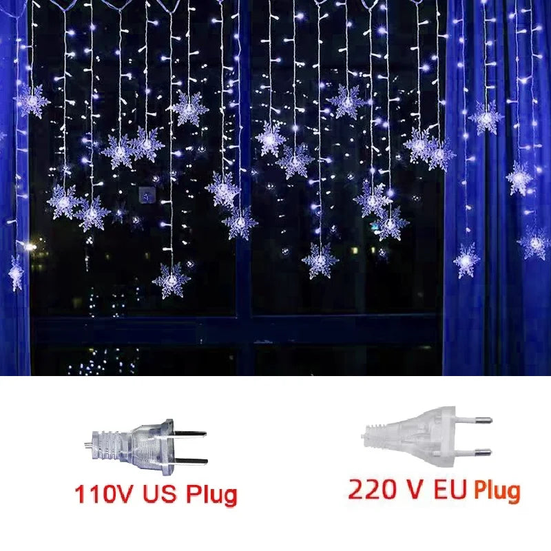 3.2m flocos de neve de natal led luzes da corda piscando luzes da cortina de fadas à prova dwaterproof água para festa de férias casamento decoração de natal