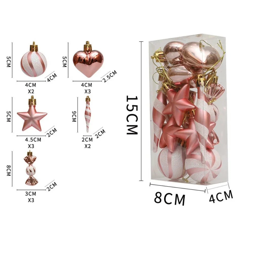 Christmas Balls Ornaments Xmas Tree Hanging Pendant Heart Candy Star ShapedHome Decoration 2024 Navidad New Year Gifts 2025