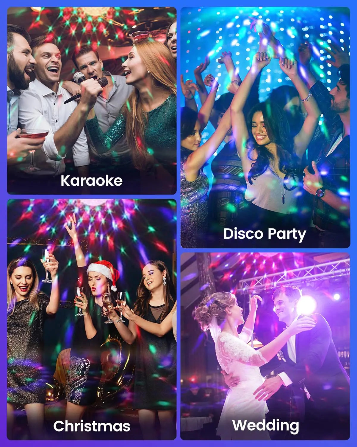 Luz de bola de discoteca led ativada por som rgb com controle remoto rotativa lâmpada de palco dj para casa carro festa clube decoração de natal