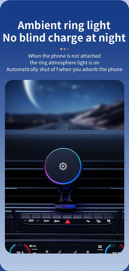 30w resfriamento de gelo magnético sem fio carregador de carro estação carregamento rápido para iphone15 14 13 12 pro max macsafe suporte do telefone do carro