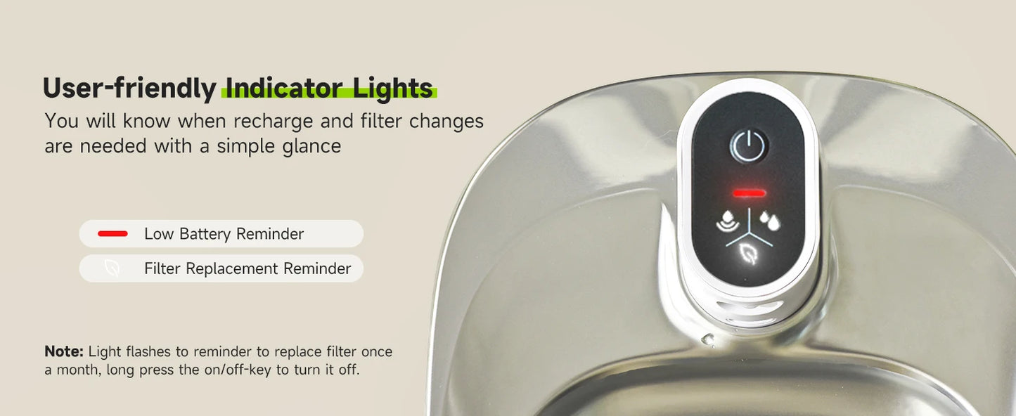 Wireless Cat Water Fountain Stainless Steel 135floz/4L Battery Operated Automatic Cordless Cat Water Dispenser Pet Fountain