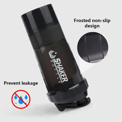 Protein Shaker Bottle Leak Proof Bottle for Protein Mixes 3 Layer Twist Off Shaker Cup Sports Shaker Bottle for Protein Powder
