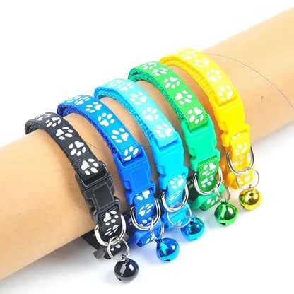 1/6/18pcs Pet Collar With Bell, Cartoon Footprints, Colorful Dog And Cat Collar, Adjustable Bell Ring Necklace, Pet Accessories