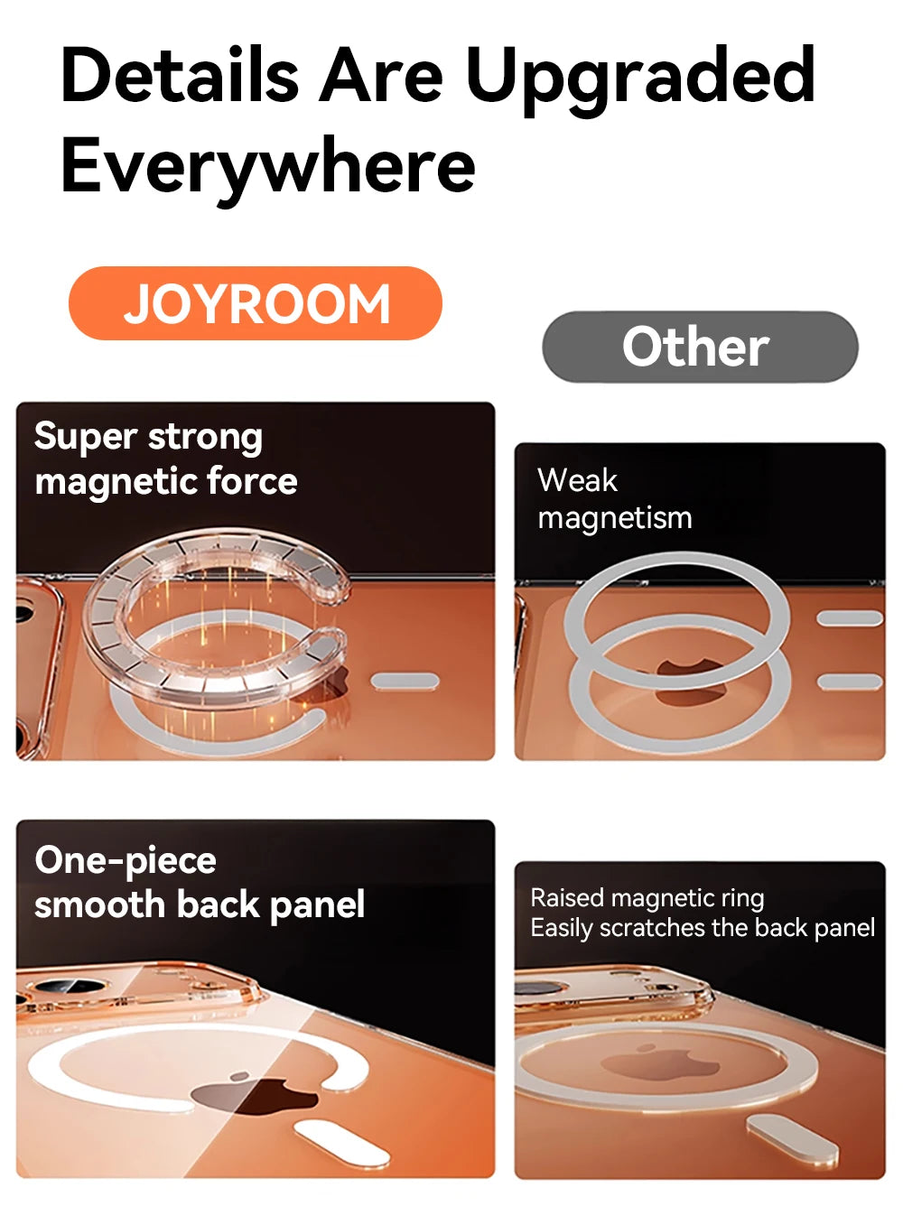 Joyroom capa magnética para iphone 17 16 pro max capa anti amarela transparente para iphone 17 pro carregador sem fio capa fina